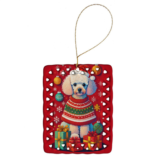 Poodle Holiday Christmas Porcelain Ornament DAC3142 product image at NuMercy