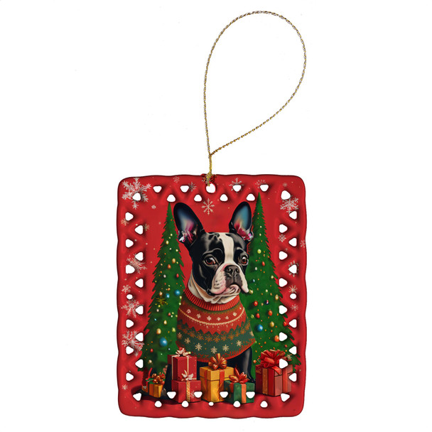 Boston Terrier Holiday Christmas Porcelain Ornament product image at NuMercy