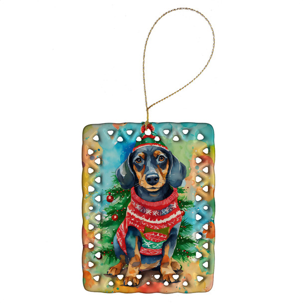 Dachshund Christmas Porcelain Ornament DAC3433 product image at NuMercy