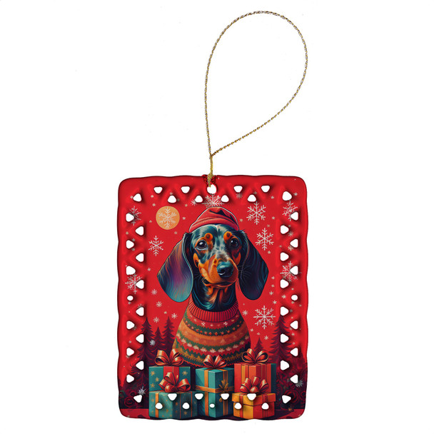 Dachshund Holiday Christmas Porcelain Ornament DAC3075 product image at NuMercy