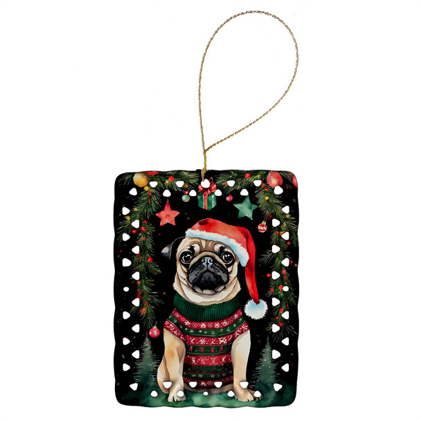 Pug Christmas Porcelain Ornament DAC3593 product image at NuMercy