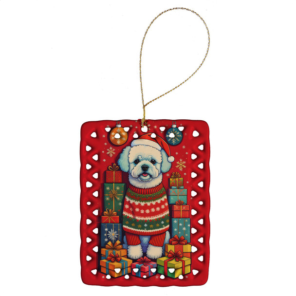 Bichon Frise Holiday Christmas Porcelain Ornament product image at NuMercy