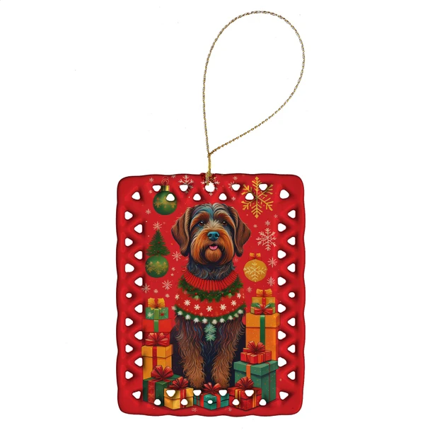 Wirehaired Pointing Griffon Holiday Christmas Porcelain Ornament product image at NuMercy
