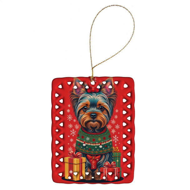 Yorkshire Terrier Holiday Christmas Porcelain Ornament DAC3177 product image at NuMercy