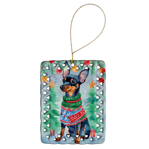 Miniature Pinscher Christmas Porcelain Ornament DAC3525 product image at NuMercy