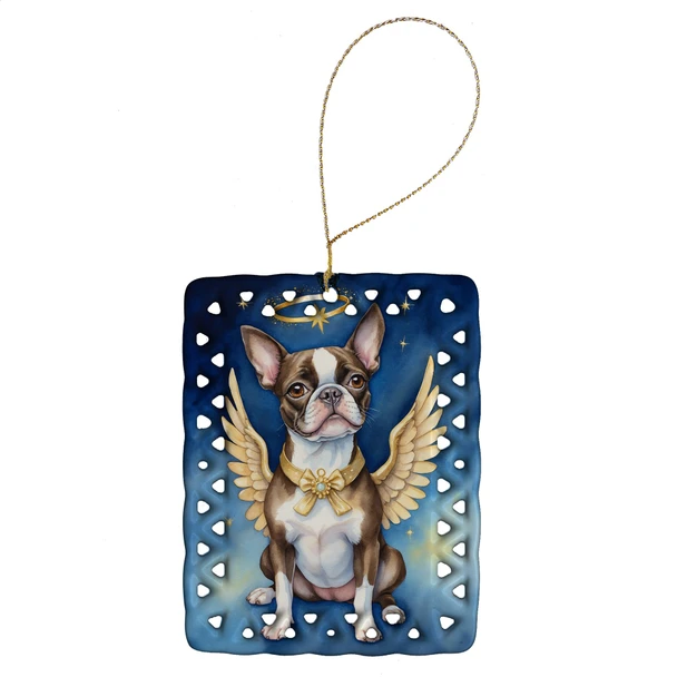 Boston Terrier My Angel Porcelain Christmas Ornament DAC6957 product image at NuMercy