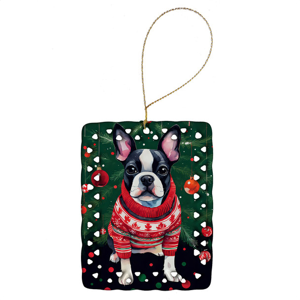 Boston Terrier Christmas Porcelain Ornament DAC3388 product image at NuMercy