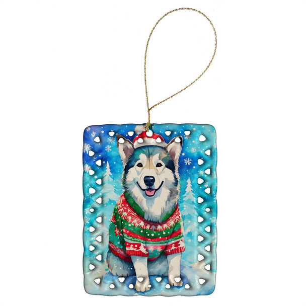 Alaskan Malamute Christmas Porcelain Ornament DAC3328 product image at NuMercy