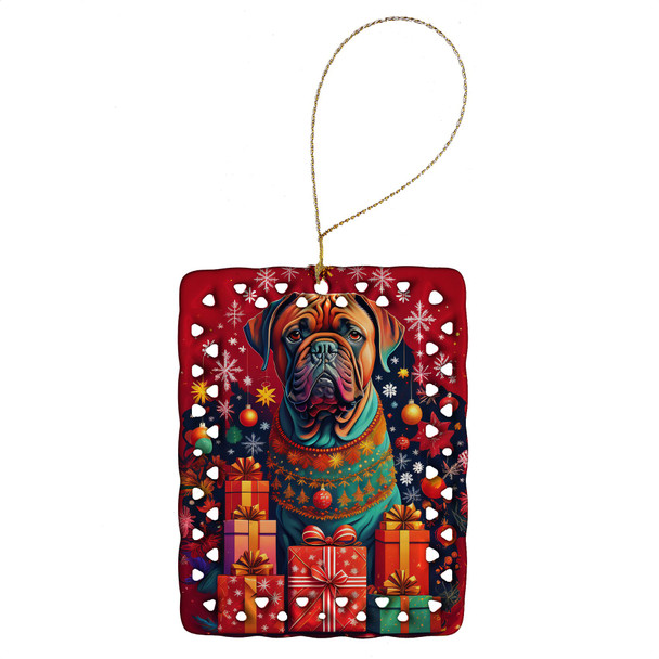 Dogue de Bordeaux Holiday Christmas Porcelain Ornament product image at NuMercy