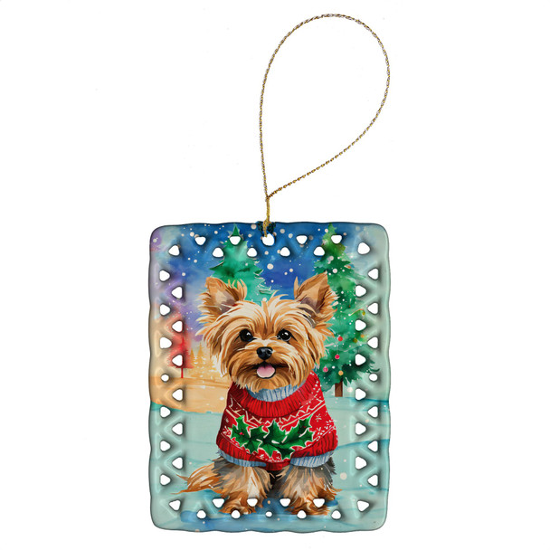 Yorkshire Terrier Yorkie Christmas Porcelain Ornament DAC3696 product image at NuMercy