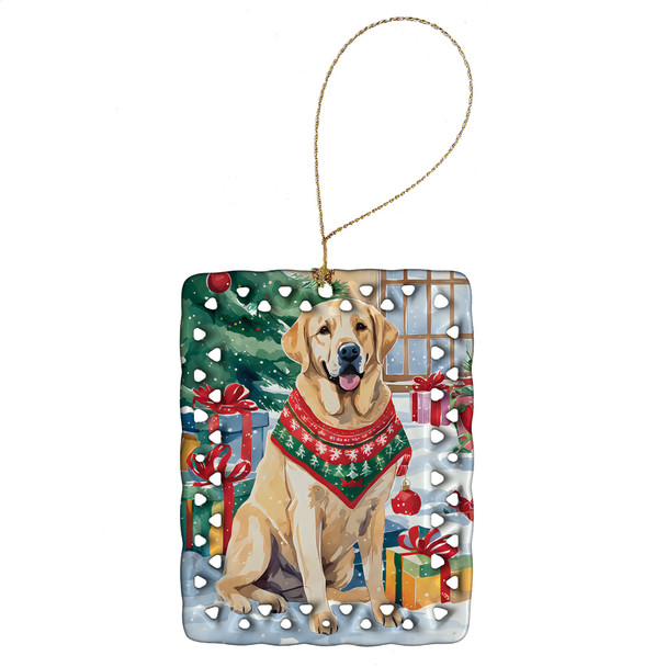 Yellow Labrador Retriever Christmas Porcelain Ornament DAC3507 product image at NuMercy