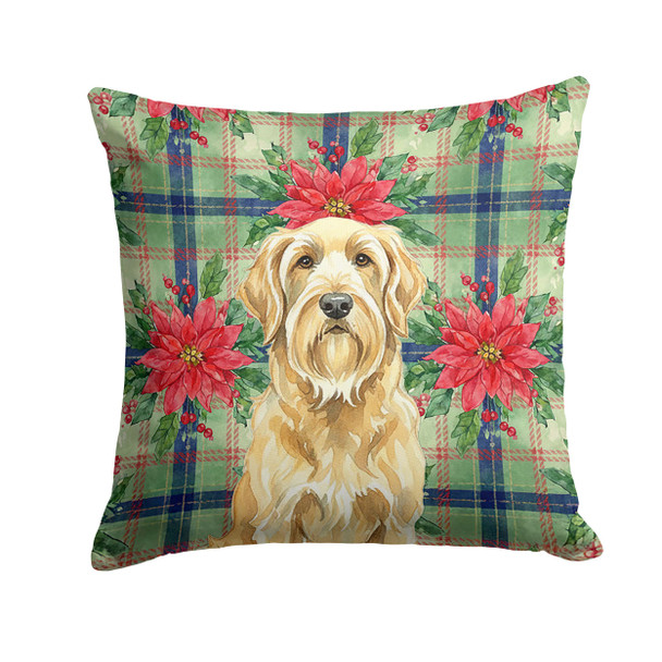 Wheaten and Tan Otterhound Christmas Poinsettias Throw Pillow 14" x 14" product image at NuMercy