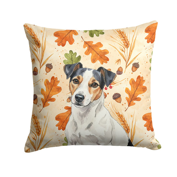 White with Black Markings Russell Terrier Heirloom Fall Throw Pillow 14" x 14" product image at NuMercy