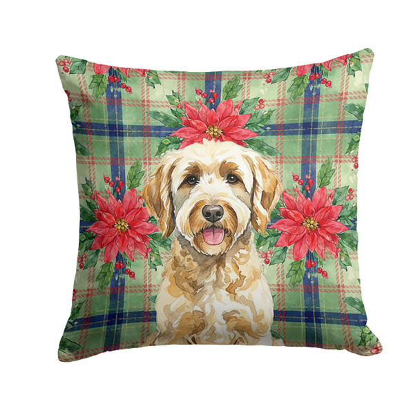 Labradoodle Christmas Poinsettias Throw Pillow 14" x 14" product image at NuMercy