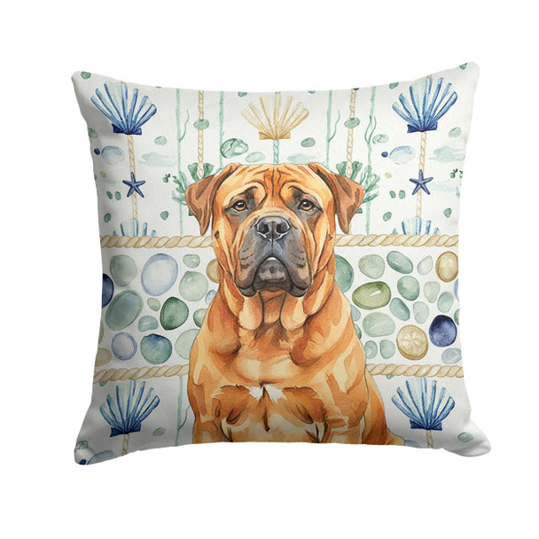 Red Bullmastiff Coastal Sea Glass Throw Pillow 14" x 14" product image at NuMercy