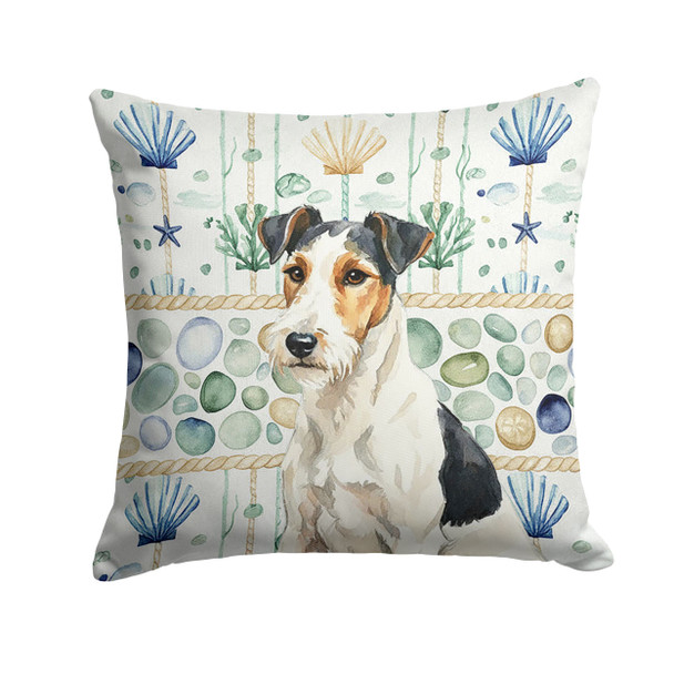 Smooth Fox Terrier Coastal Sea Glass Throw Pillow 14" x 14" product image at NuMercy