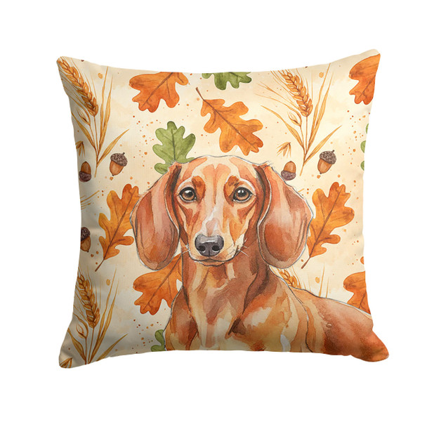 Red Brown Dachshund Heirloom Fall Throw Pillow 14" x 14" product image at NuMercy