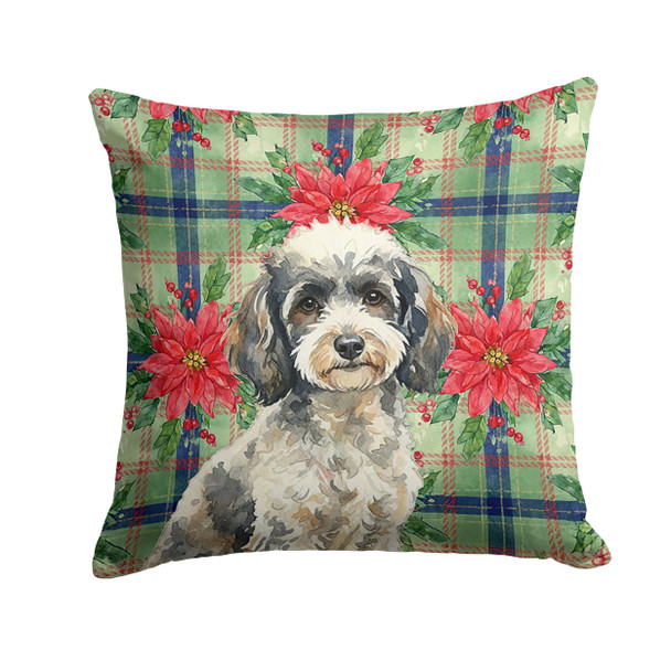 Toy Parti Poodle Christmas Poinsettias Throw Pillow 14" x 14" product image at NuMercy