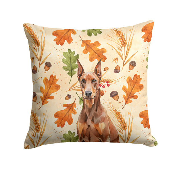 Red Doberman Pinscher Heirloom Fall Throw Pillow 14" x 14" product image at NuMercy