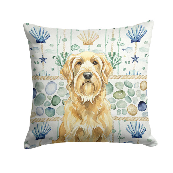 Wheaten and Tan Otterhound Coastal Sea Glass Throw Pillow 14" x 14" product image at NuMercy