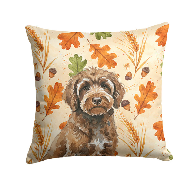 Brown Portuguese Water Dog Heirloom Fall Throw Pillow 14" x 14" product image at NuMercy