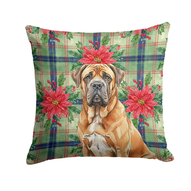 Neapolitan Mastiff Christmas Poinsettias Throw Pillow 14" x 14" product image at NuMercy