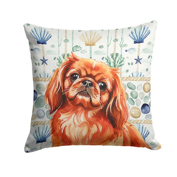 Red Pekingese Coastal Sea Glass Throw Pillow 14" x 14" product image at NuMercy