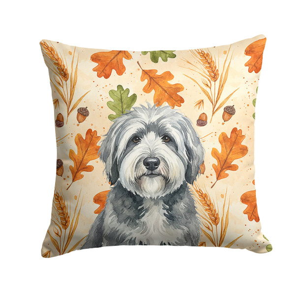 Gray and White Old English Sheepdog Heirloom Fall Throw Pillow 14" x 14" product image at NuMercy