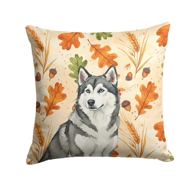 Gray and White Alaskan Malamute Heirloom Fall Throw Pillow 14" x 14" product image at NuMercy