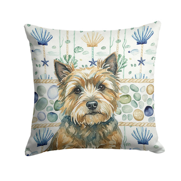 Cairn Terrier Coastal Sea Glass Throw Pillow 14" x 14" product image at NuMercy
