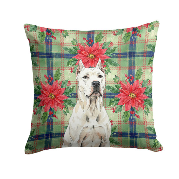 Dogo Argentino Christmas Poinsettias Throw Pillow 14" x 14" product image at NuMercy
