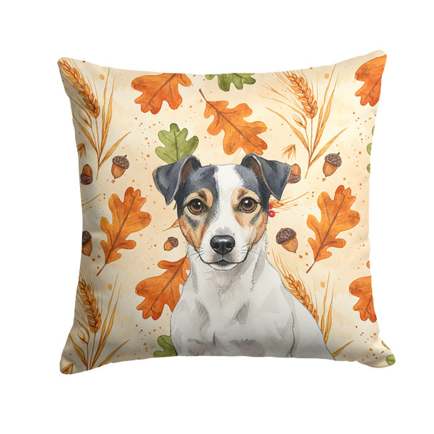 White and Black Jack Russell Terrier Heirloom Fall Throw Pillow 14" x 14" product image at NuMercy