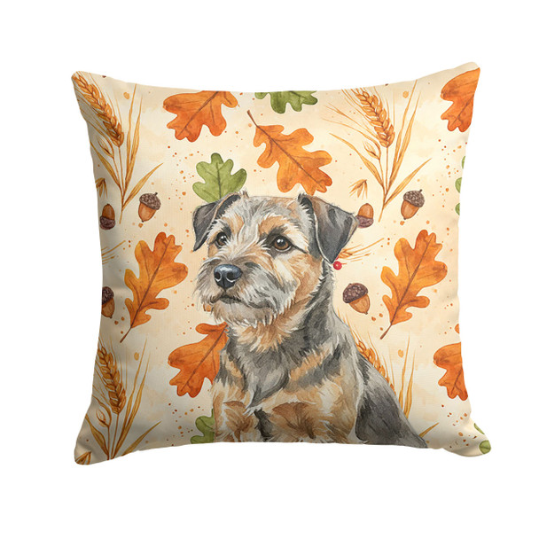 Grizzle and Tan Border Terrier Heirloom Fall Throw Pillow 14" x 14" product image at NuMercy