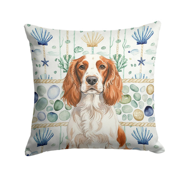 Welsh Springer Spaniel Coastal Sea Glass Throw Pillow 14" x 14" product image at NuMercy