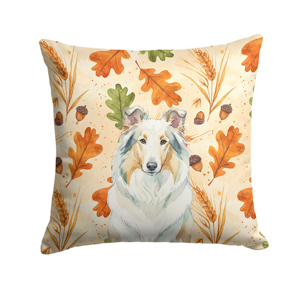 White Collie Heirloom Fall Throw Pillow 14" x 14" product image at NuMercy