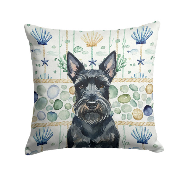 Scottish Terrier Coastal Sea Glass Throw Pillow 14" x 14" product image at NuMercy