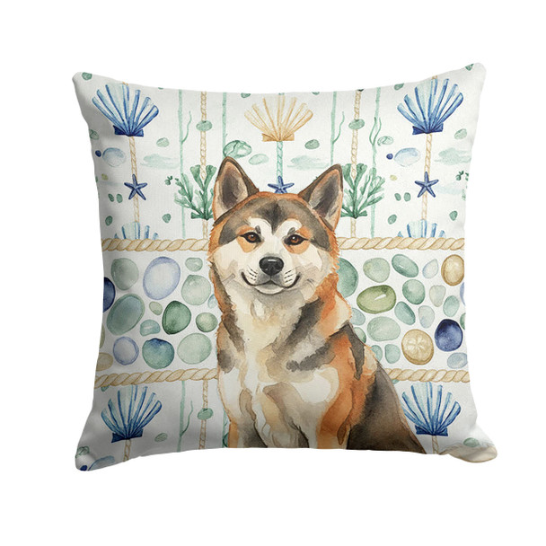 Sesame Akita Coastal Sea Glass Throw Pillow 14" x 14" product image at NuMercy