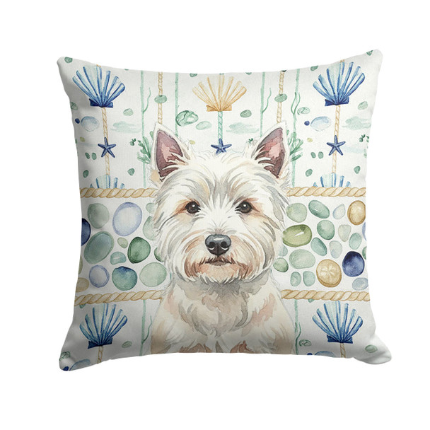 Westie Coastal Sea Glass Throw Pillow 14" x 14" product image at NuMercy