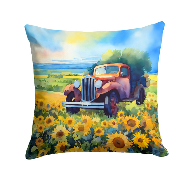 Kansas Sunflowers in Watercolor Throw Pillow 14" x 14" DAC1654 product image at NuMercy