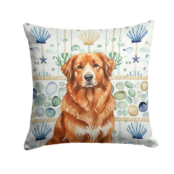 Reddish Brown Great Pyrenees Coastal Sea Glass Throw Pillow 14" x 14" product image at NuMercy