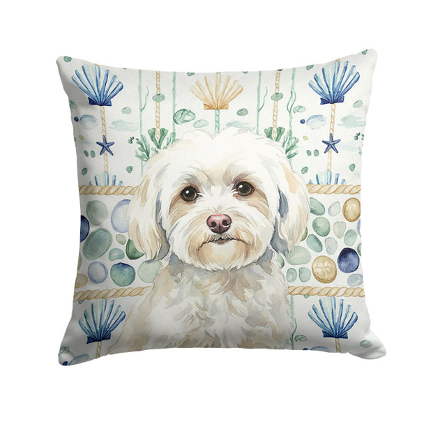 White Havanese Coastal Sea Glass Throw Pillow 14" x 14" product image at NuMercy