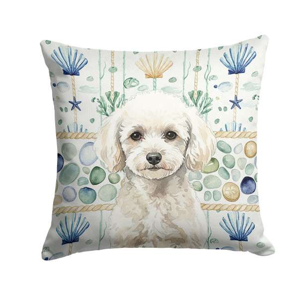 Toy White Poodle Coastal Sea Glass Throw Pillow 14" x 14" product image at NuMercy