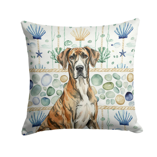 Brindle Great Dane Coastal Sea Glass Throw Pillow 14" x 14" product image at NuMercy