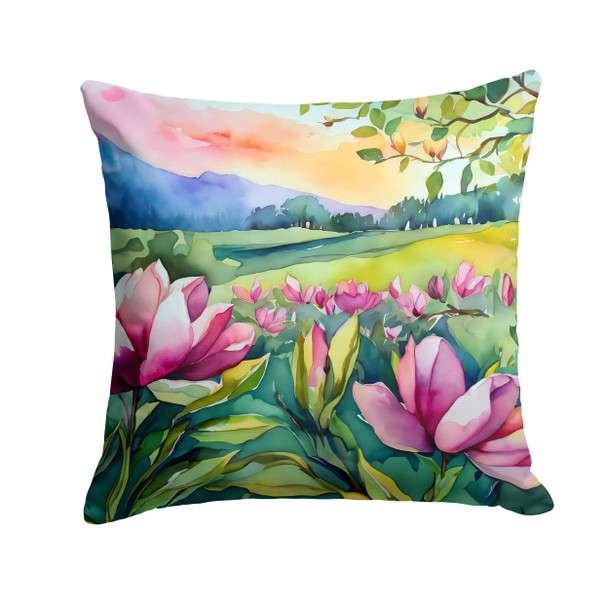 Louisiana Magnolias in Watercolor Throw Pillow 14" x 14" DAC1660 product image at NuMercy