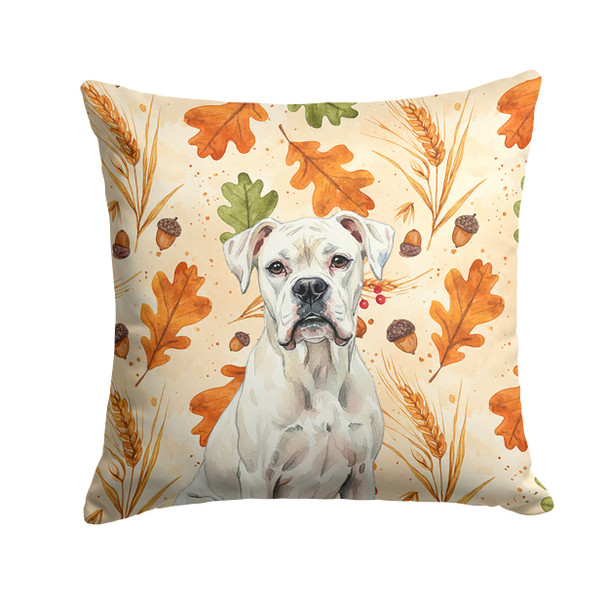White Boxer Heirloom Fall Throw Pillow 14" x 14" product image at NuMercy