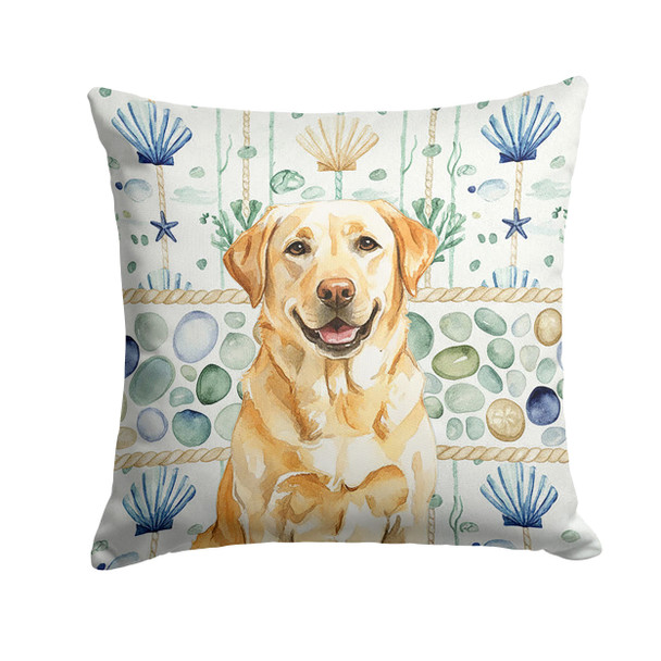 Yellow Labrador Retriever Coastal Sea Glass Throw Pillow 14" x 14" product image at NuMercy