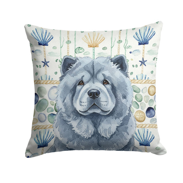 Blue Chow Chow Coastal Sea Glass Throw Pillow 14" x 14" product image at NuMercy