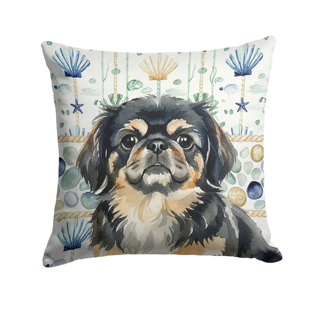 Black and Tan Pekingese Coastal Sea Glass Throw Pillow 14" x 14" product image at NuMercy