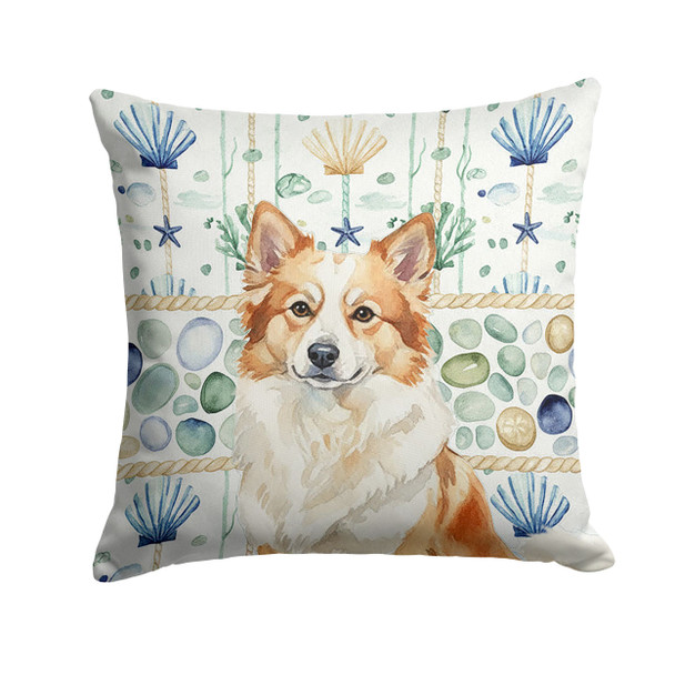 Tan Icelandic Sheepdog Coastal Sea Glass Throw Pillow 14" x 14" product image at NuMercy