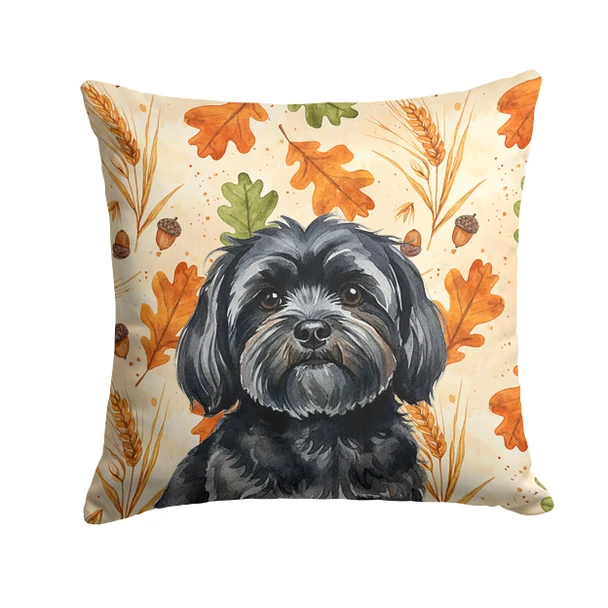 Black Lhasa Apso Heirloom Fall Throw Pillow 14" x 14" product image at NuMercy